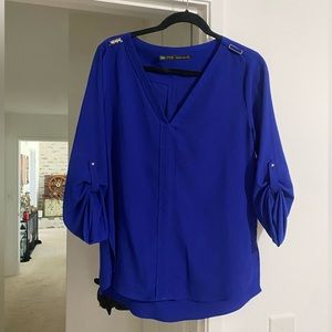 Zara Royal blue blouse with studs SZ L